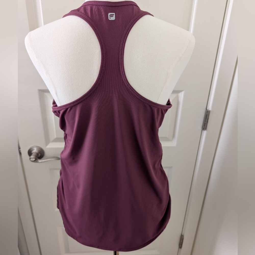 FABLETICS Cashel Tank Top Maroon Activewear Side Mesh with Ruching Size Medium - Picture 3 of 7